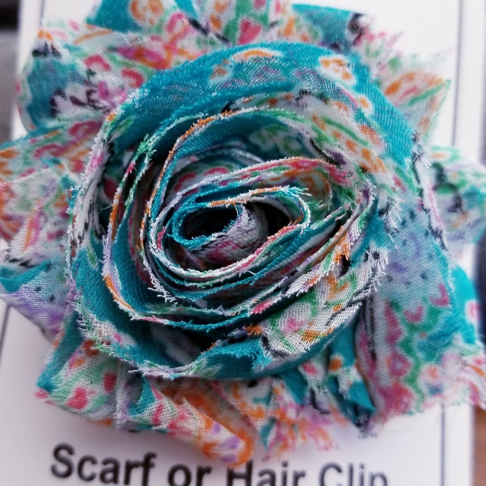 Shabby Rose Flower Scarf Clip or Hair Clip
